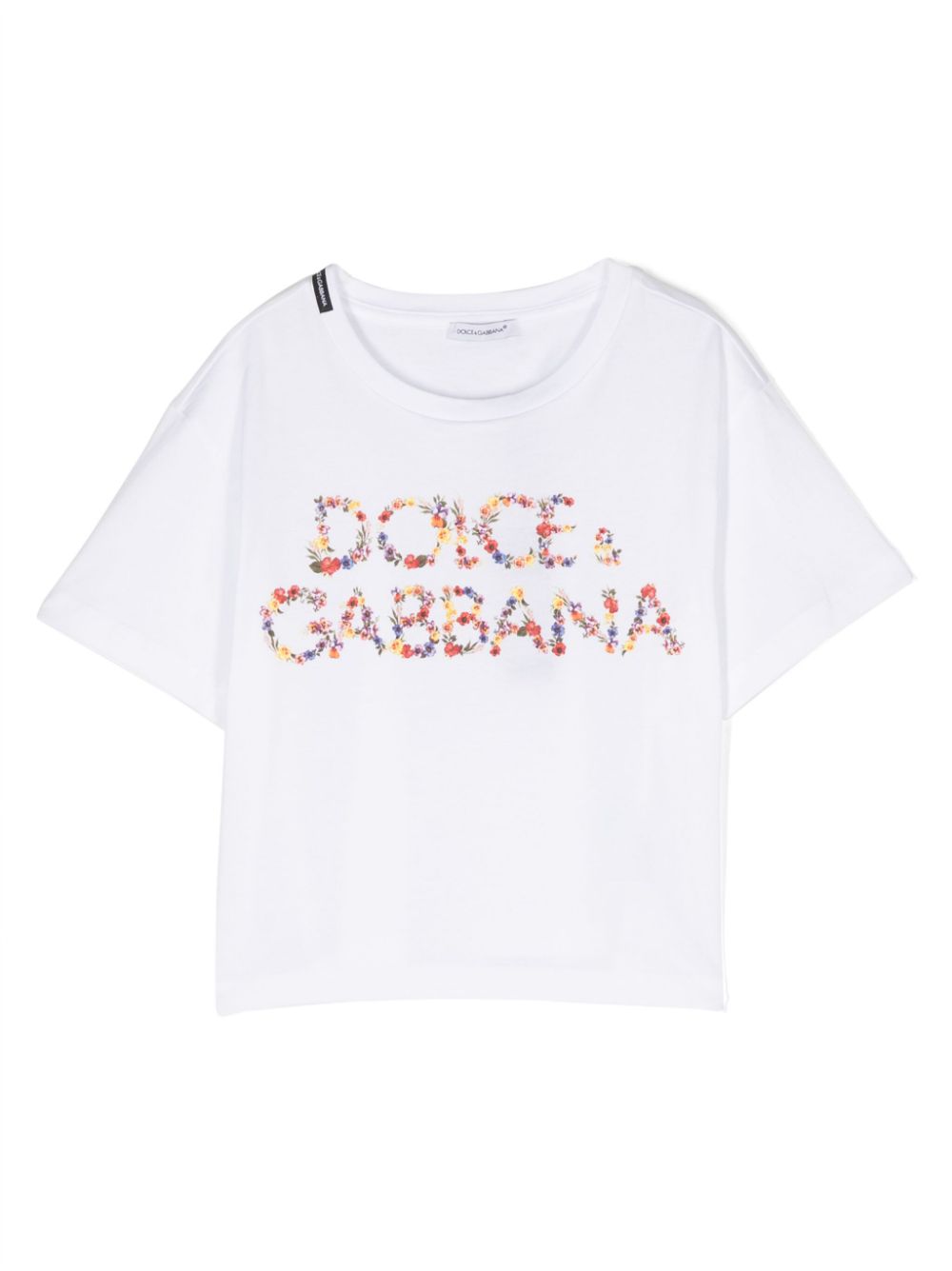 Dolce & Gabbana Kids floral logo-print cotton T-shirt - White von Dolce & Gabbana Kids