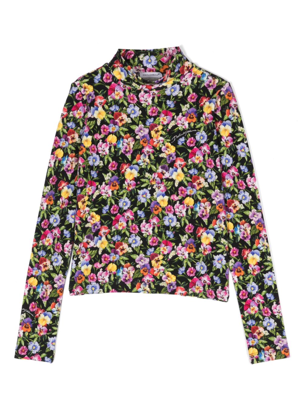 Dolce & Gabbana Kids floral-print cotton-blend top - Black von Dolce & Gabbana Kids