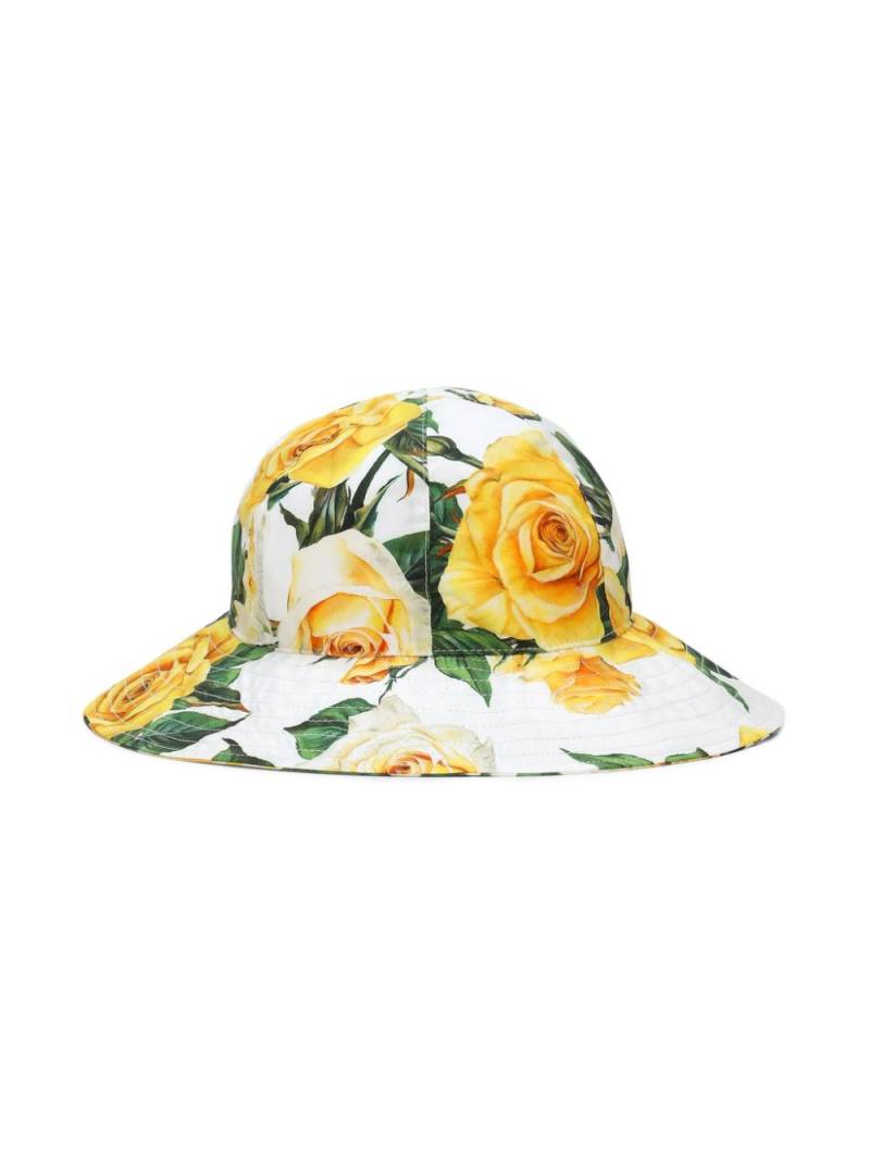 Dolce & Gabbana Kids floral-print cotton bucket hat - White von Dolce & Gabbana Kids