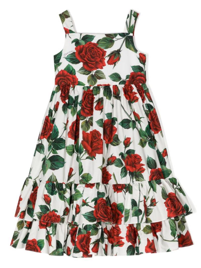 Dolce & Gabbana Kids floral-print cotton dress - White von Dolce & Gabbana Kids