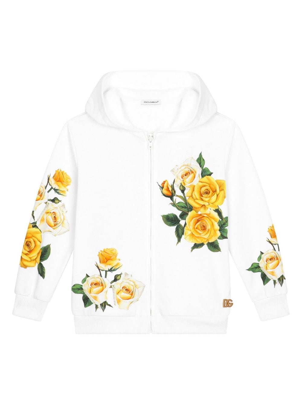 Dolce & Gabbana Kids floral-print cotton hoodie - White von Dolce & Gabbana Kids