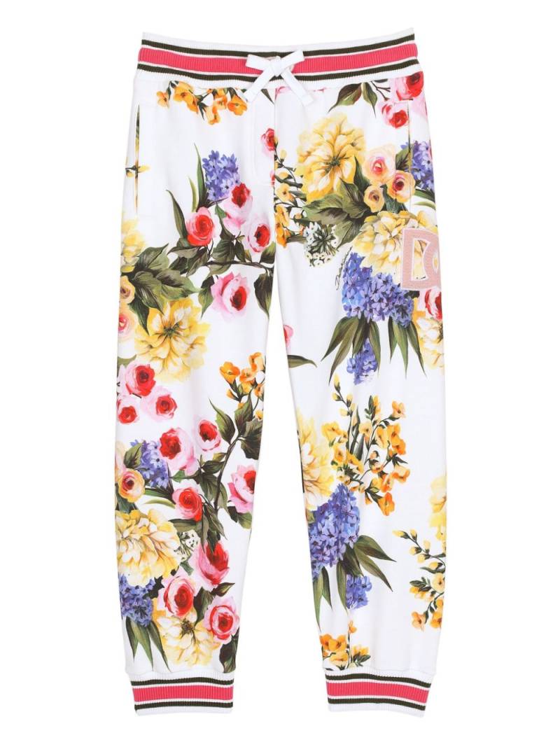 Dolce & Gabbana Kids floral-print cotton track pants - White von Dolce & Gabbana Kids