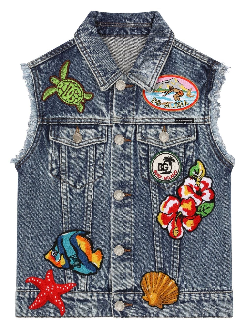 Dolce & Gabbana Kids floral-print denim vest - Blue von Dolce & Gabbana Kids