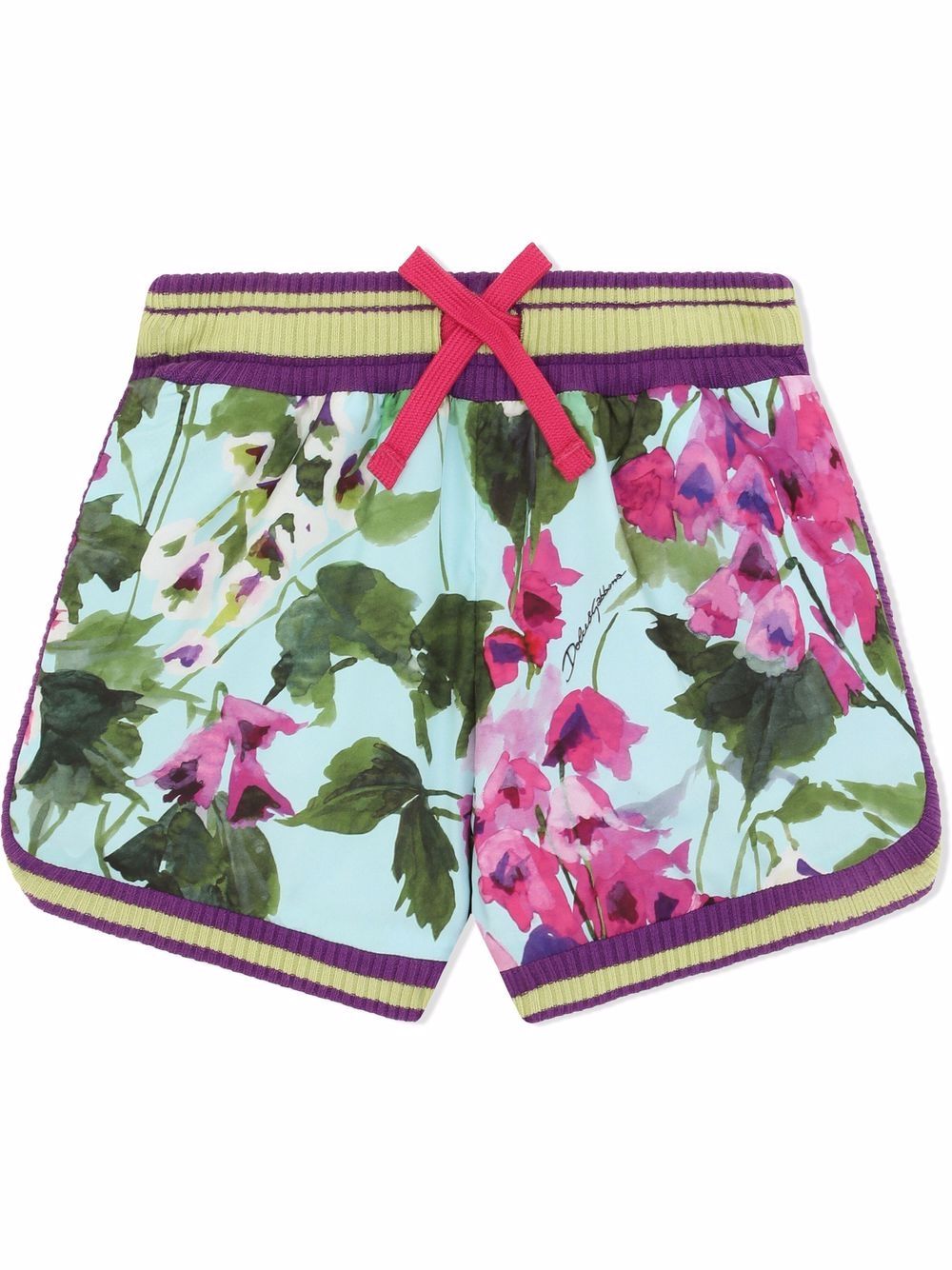 Dolce & Gabbana Kids floral-print drawstring shorts - Blue von Dolce & Gabbana Kids