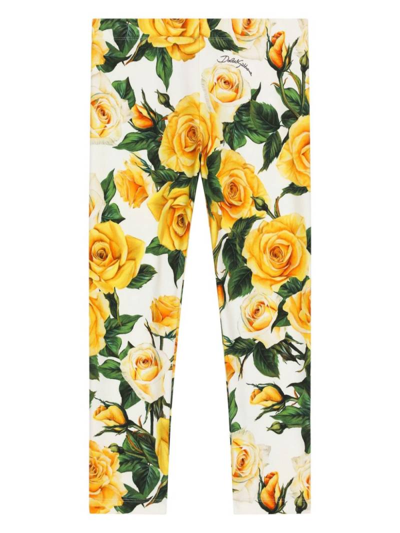 Dolce & Gabbana Kids floral-print leggings - Yellow von Dolce & Gabbana Kids