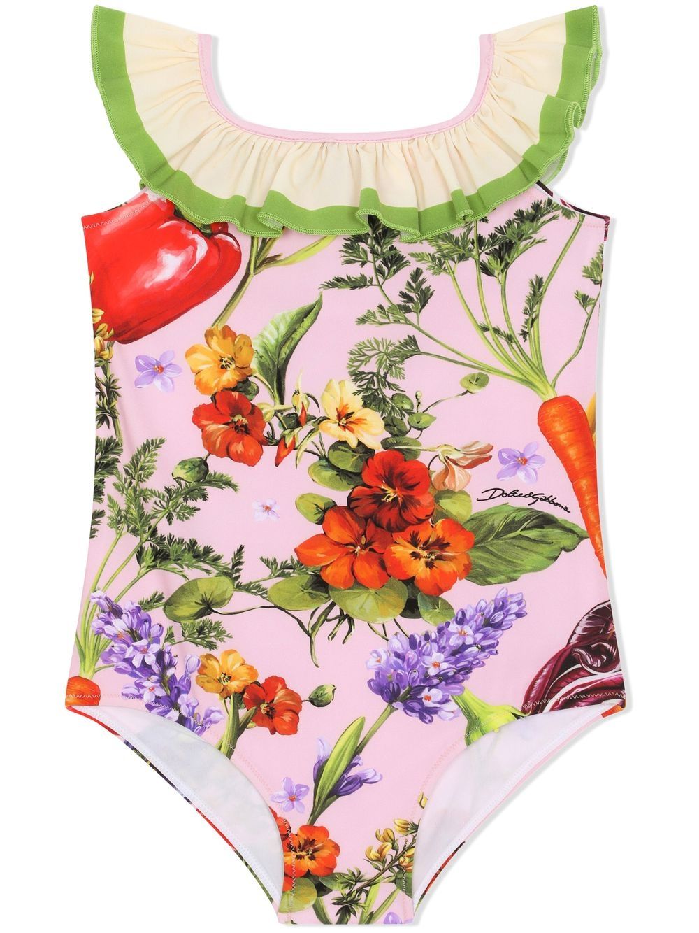 Dolce & Gabbana Kids floral-print ruffle swimsuit - Pink von Dolce & Gabbana Kids