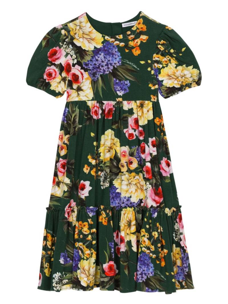 Dolce & Gabbana Kids floral-print short-sleeve midi dress - Green von Dolce & Gabbana Kids