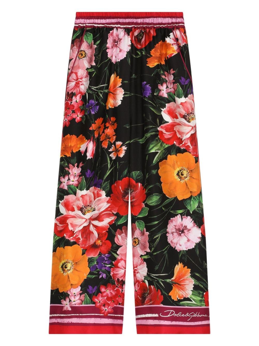 Dolce & Gabbana Kids floral-print silk trousers - Red von Dolce & Gabbana Kids