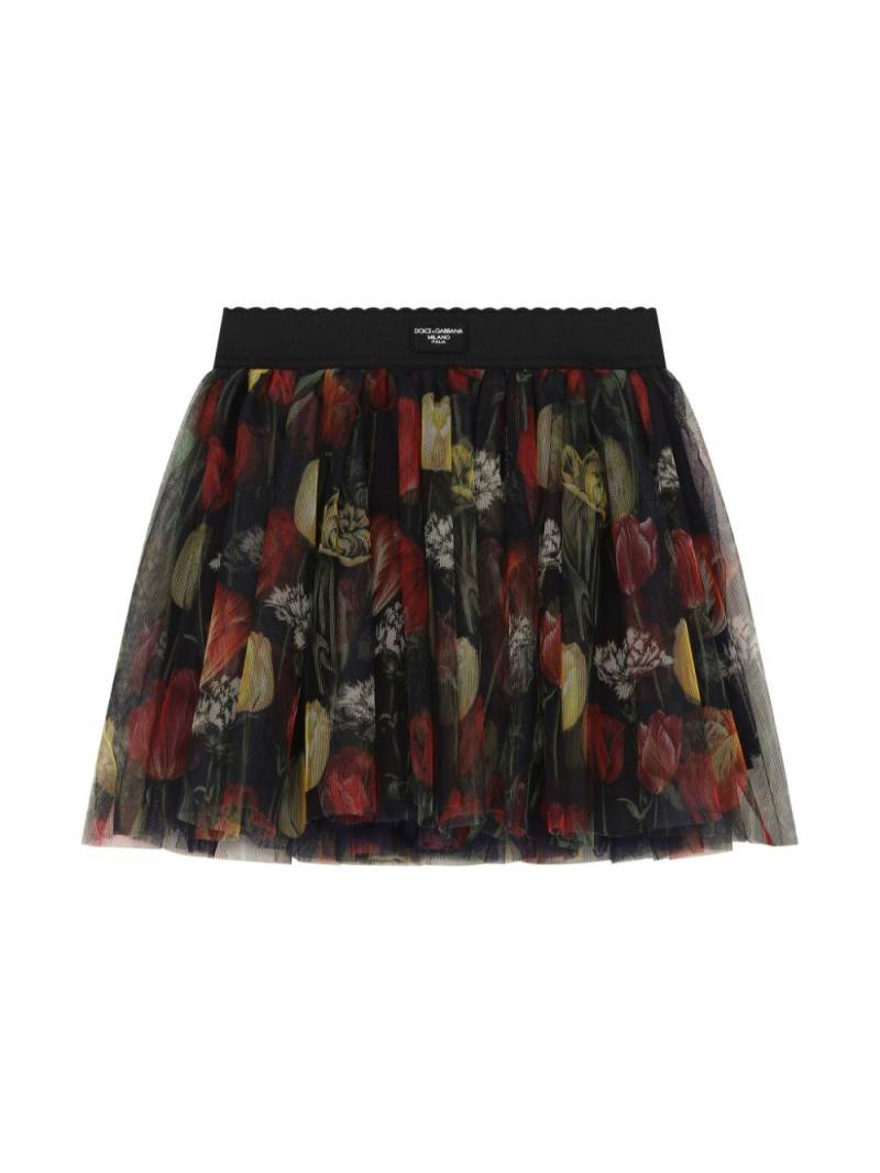 Dolce & Gabbana Kids floral-print skirt - Black von Dolce & Gabbana Kids