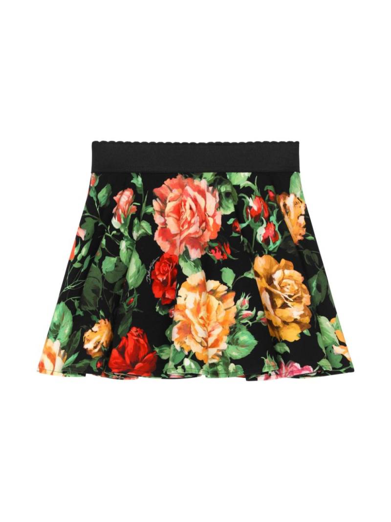 Dolce & Gabbana Kids floral-print skirt - Black von Dolce & Gabbana Kids