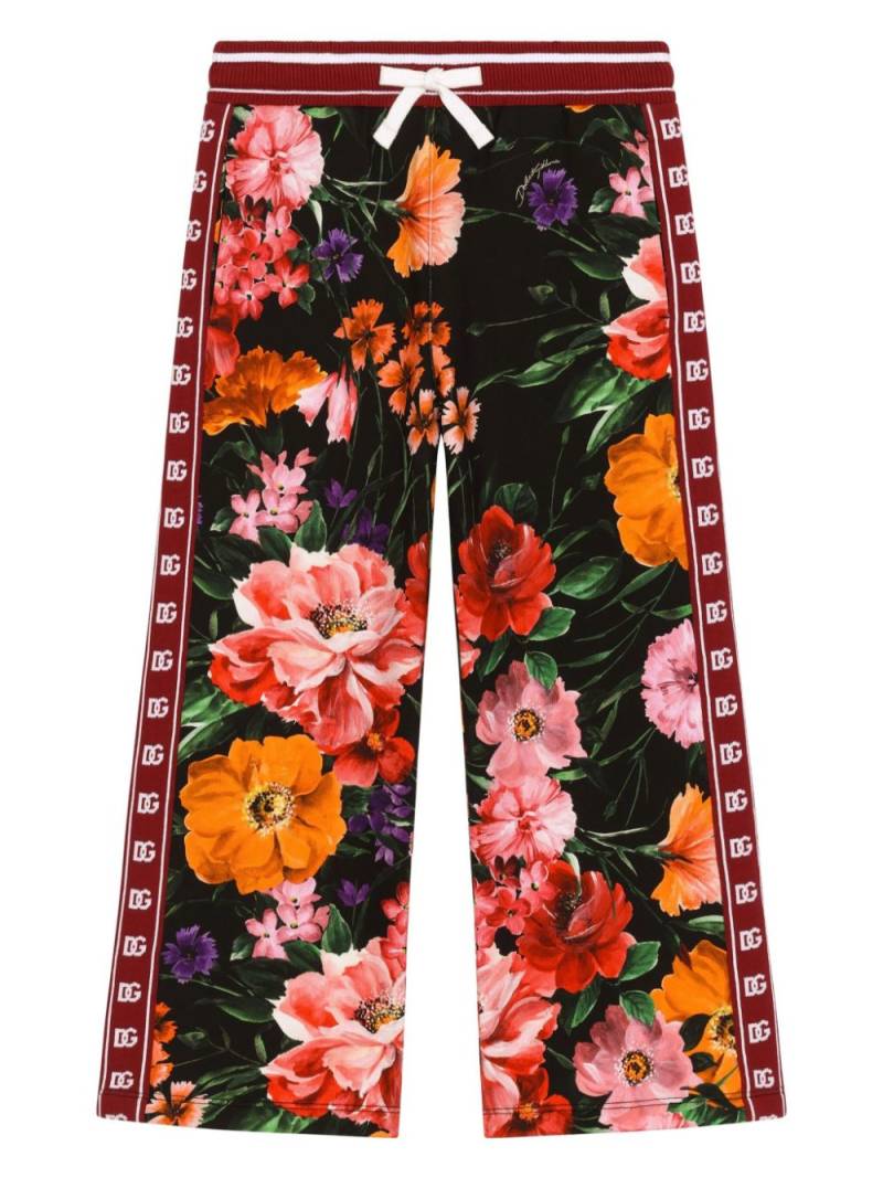 Dolce & Gabbana Kids floral-print wide-leg joggers - Black von Dolce & Gabbana Kids