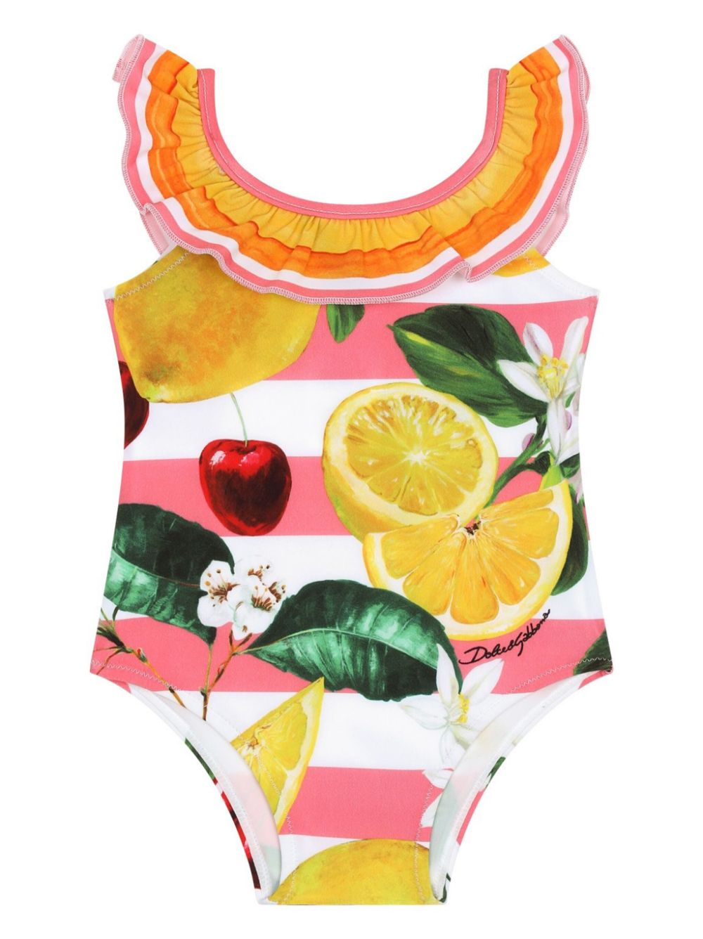 Dolce & Gabbana Kids fruit-print ruffle-detail swimsuit - White von Dolce & Gabbana Kids