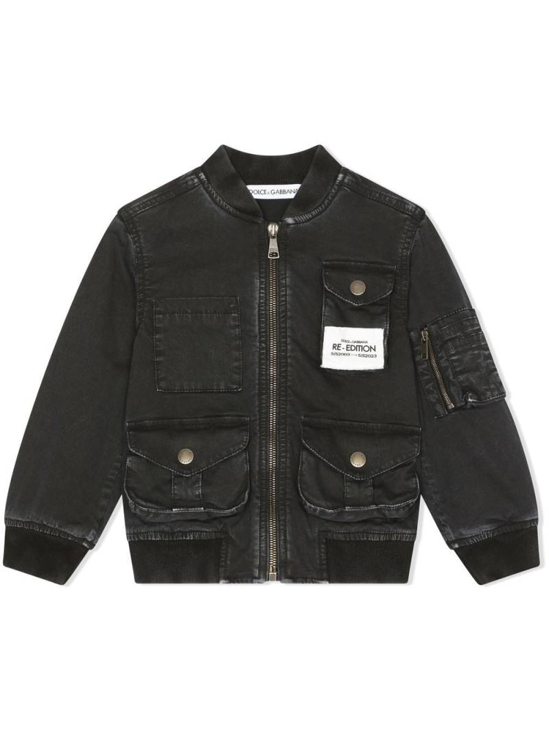 Dolce & Gabbana Kids garment-dyed bomber jacket - Black von Dolce & Gabbana Kids