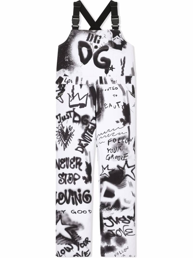 Dolce & Gabbana Kids graffiti-print ski trousers - Black von Dolce & Gabbana Kids