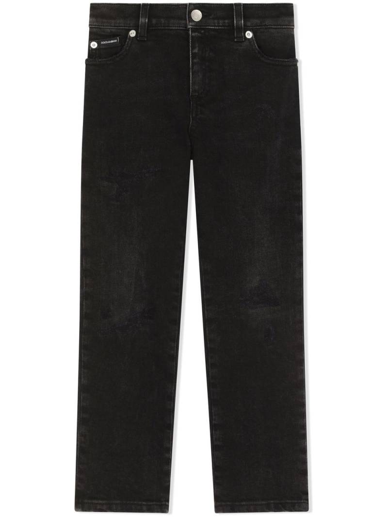 Dolce & Gabbana Kids graffiti-print straight-leg jeans - Black von Dolce & Gabbana Kids