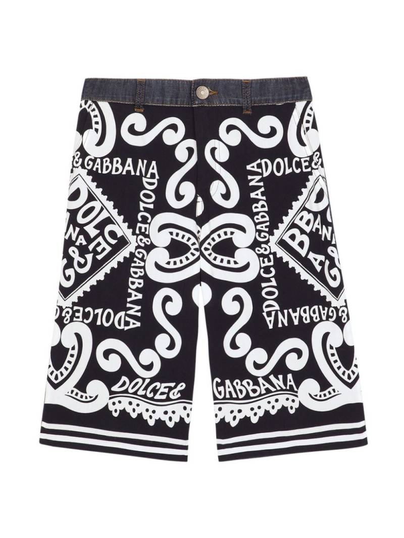 Dolce & Gabbana Kids graphic-print Bermuda denim shorts - Black von Dolce & Gabbana Kids