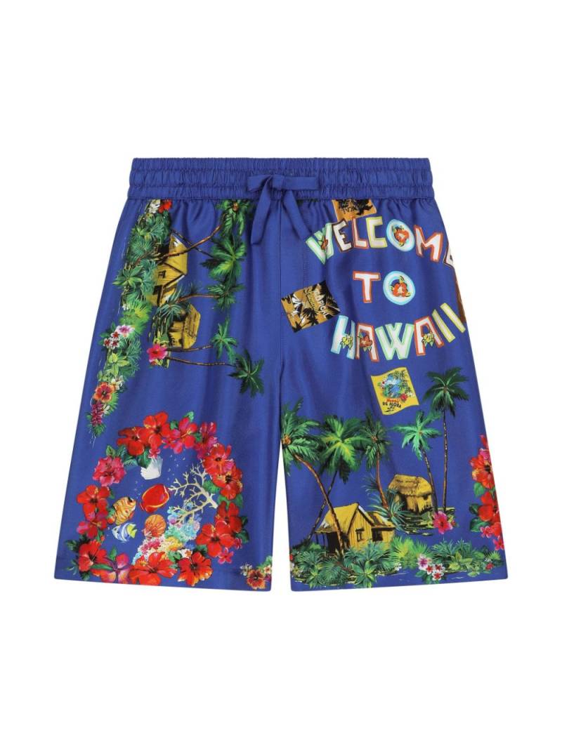 Dolce & Gabbana Kids graphic-print Bermuda shorts - Blue von Dolce & Gabbana Kids