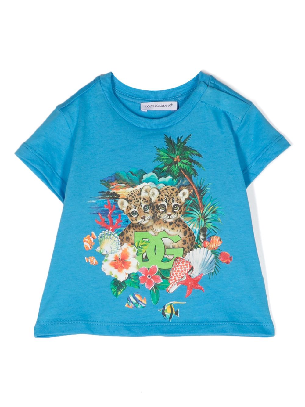 Dolce & Gabbana Kids graphic-print cotton T-shirt - Blue von Dolce & Gabbana Kids