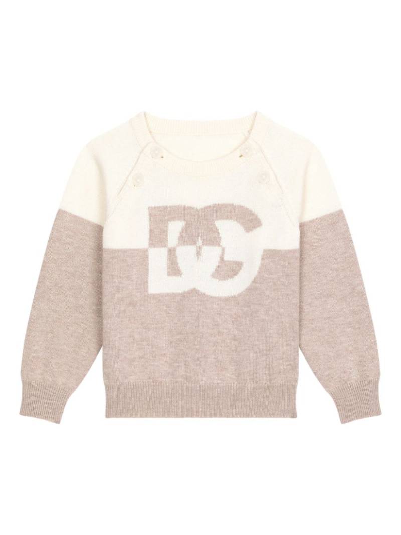 Dolce & Gabbana Kids intarsia-knit logo cotton blend jumper - Pink von Dolce & Gabbana Kids