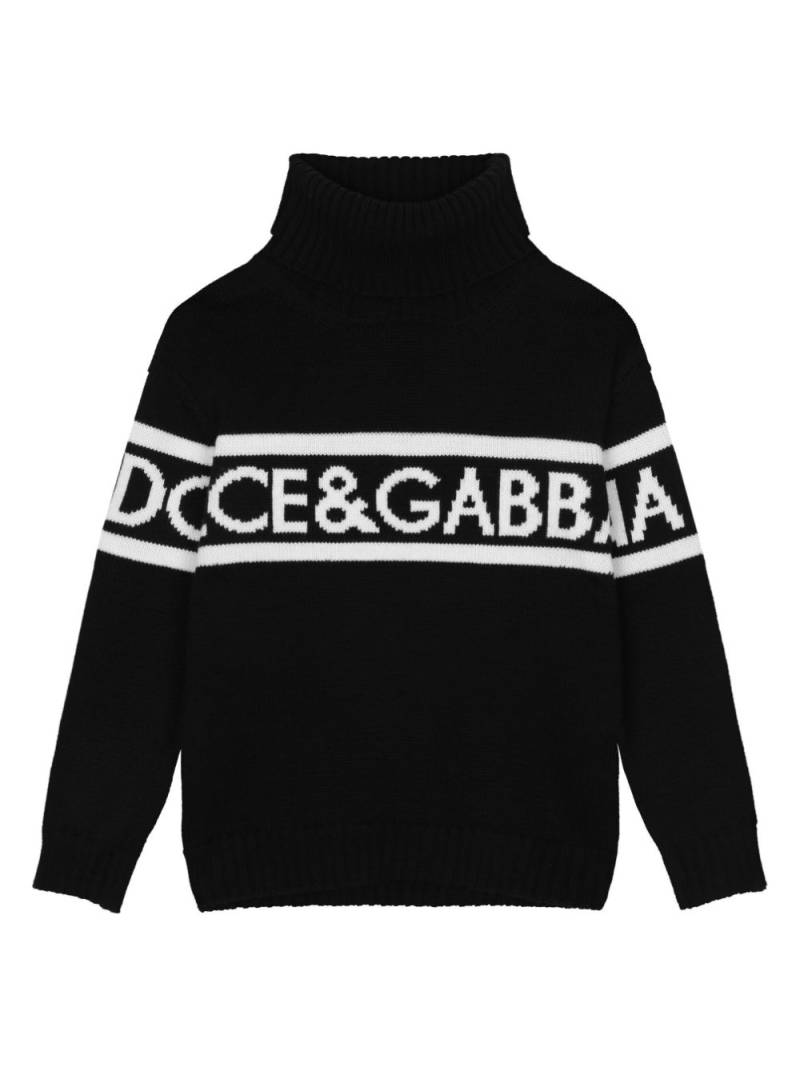 Dolce & Gabbana Kids intarsia-knit logo jumper - Black von Dolce & Gabbana Kids