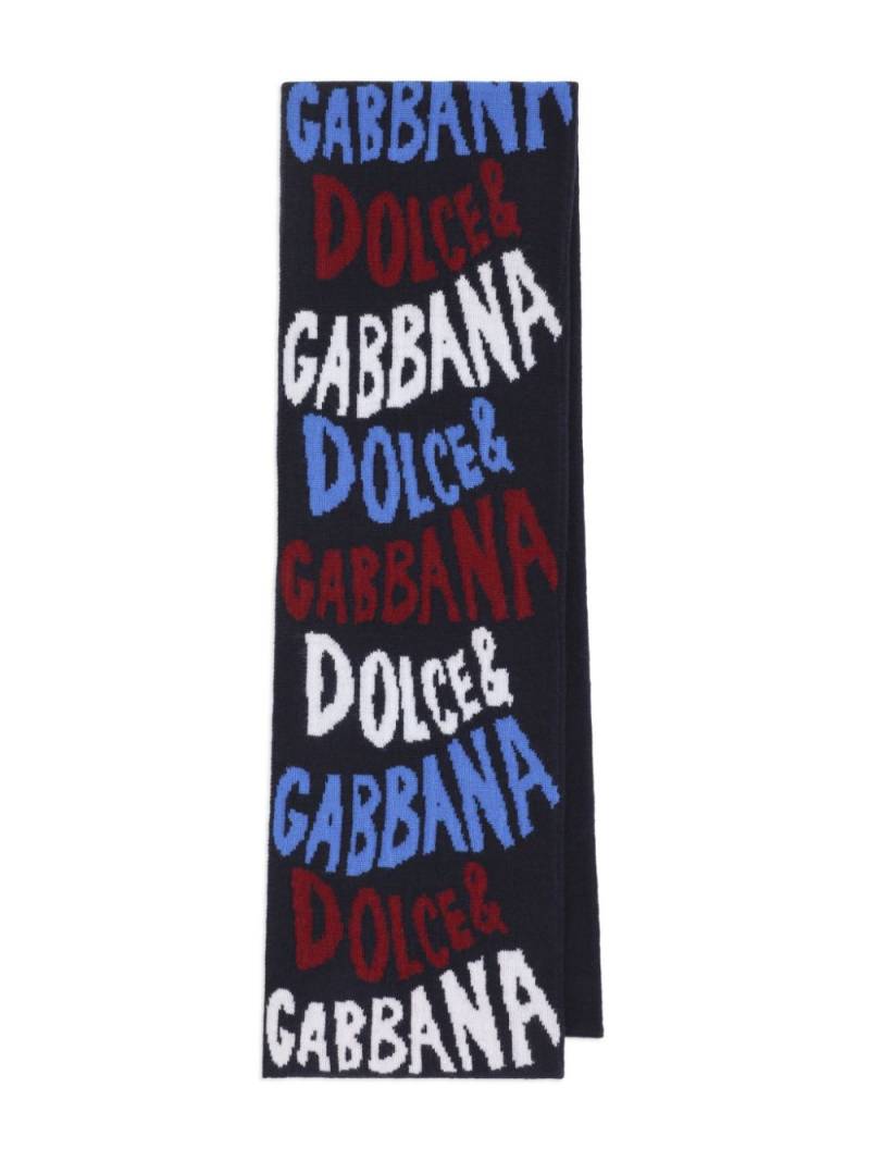 Dolce & Gabbana Kids intarsia-knit logo scarf - Blue von Dolce & Gabbana Kids