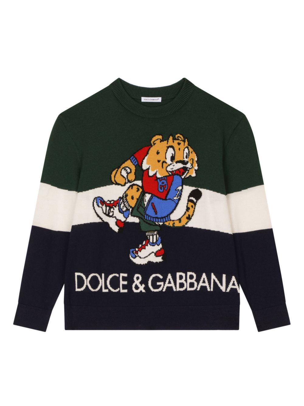 Dolce & Gabbana Kids intarsia-knit virgin-wool jumper - Green von Dolce & Gabbana Kids