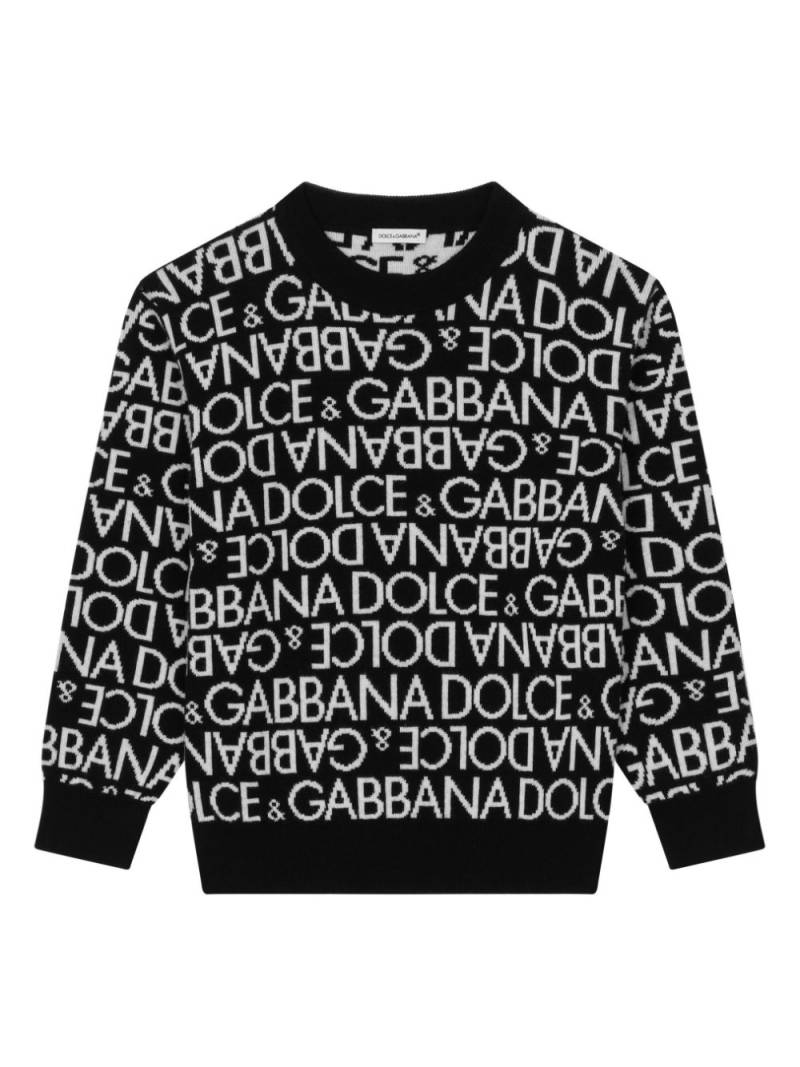 Dolce & Gabbana Kids jacquard-logo virgin-wool knit sweater - Black von Dolce & Gabbana Kids