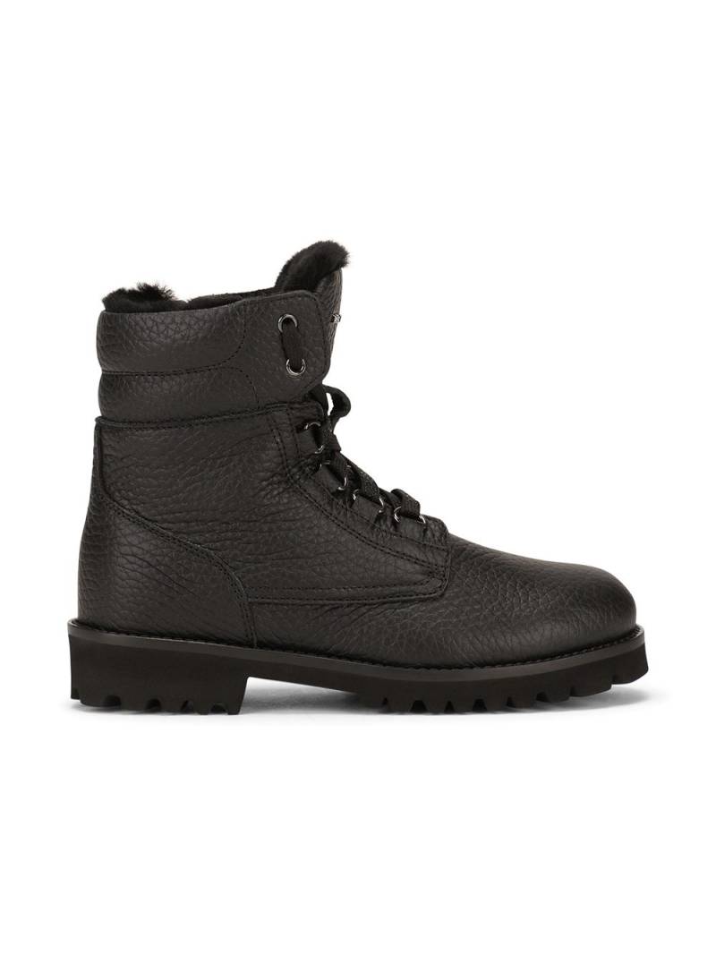 Dolce & Gabbana Kids leather combat boots - Black von Dolce & Gabbana Kids