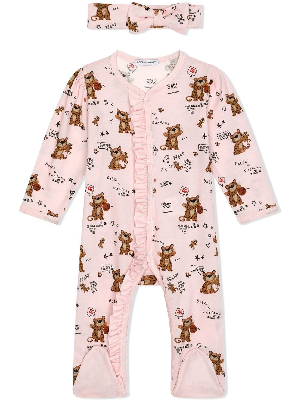 Dolce & Gabbana Kids leopard-print babygrow set - Pink von Dolce & Gabbana Kids