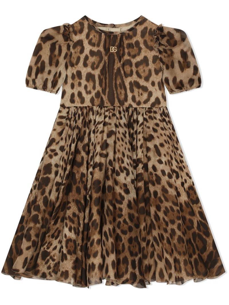 Dolce & Gabbana Kids leopard-print chiffon midi dress - Brown von Dolce & Gabbana Kids