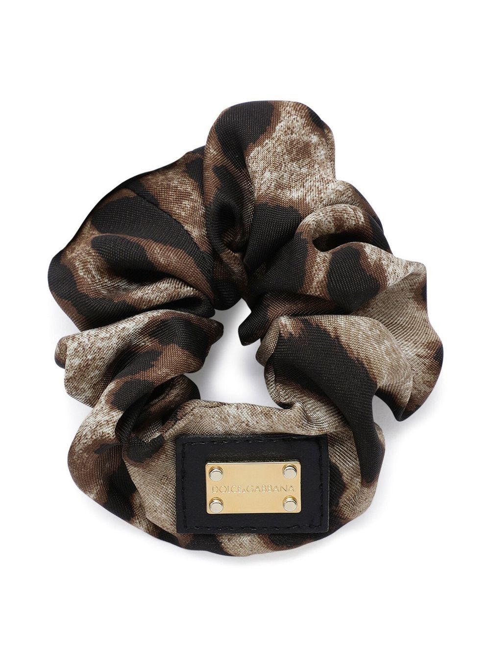 Dolce & Gabbana Kids leopard-print logo-tag scrunchie - Brown von Dolce & Gabbana Kids