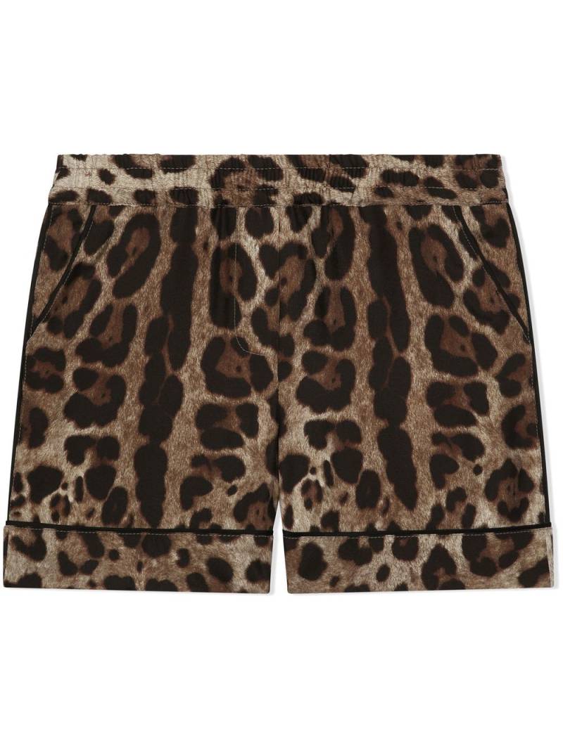 Dolce & Gabbana Kids leopard-print silk shorts - Brown von Dolce & Gabbana Kids