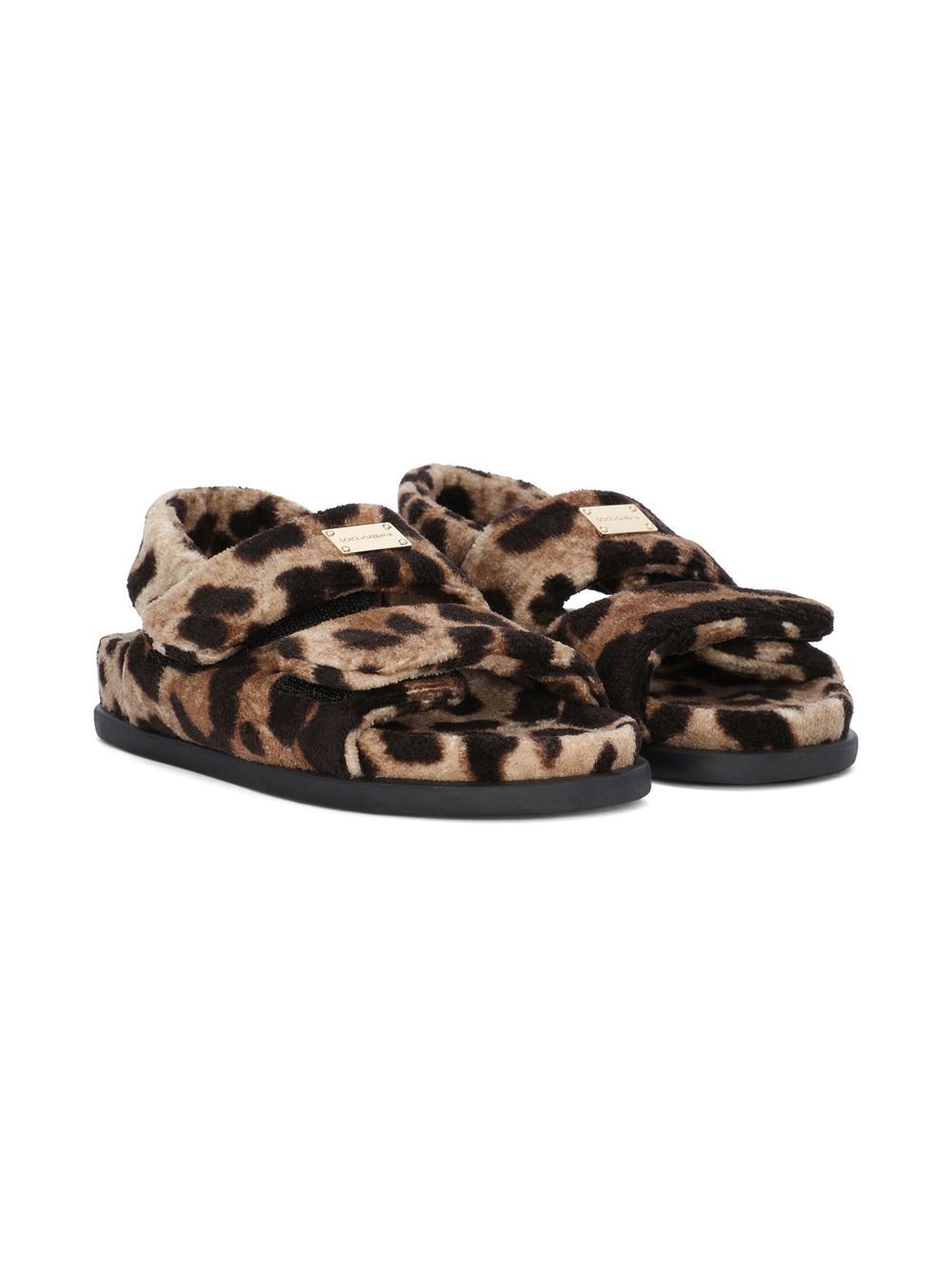 Dolce & Gabbana Kids leopard-print terrycloth sandals - Brown von Dolce & Gabbana Kids