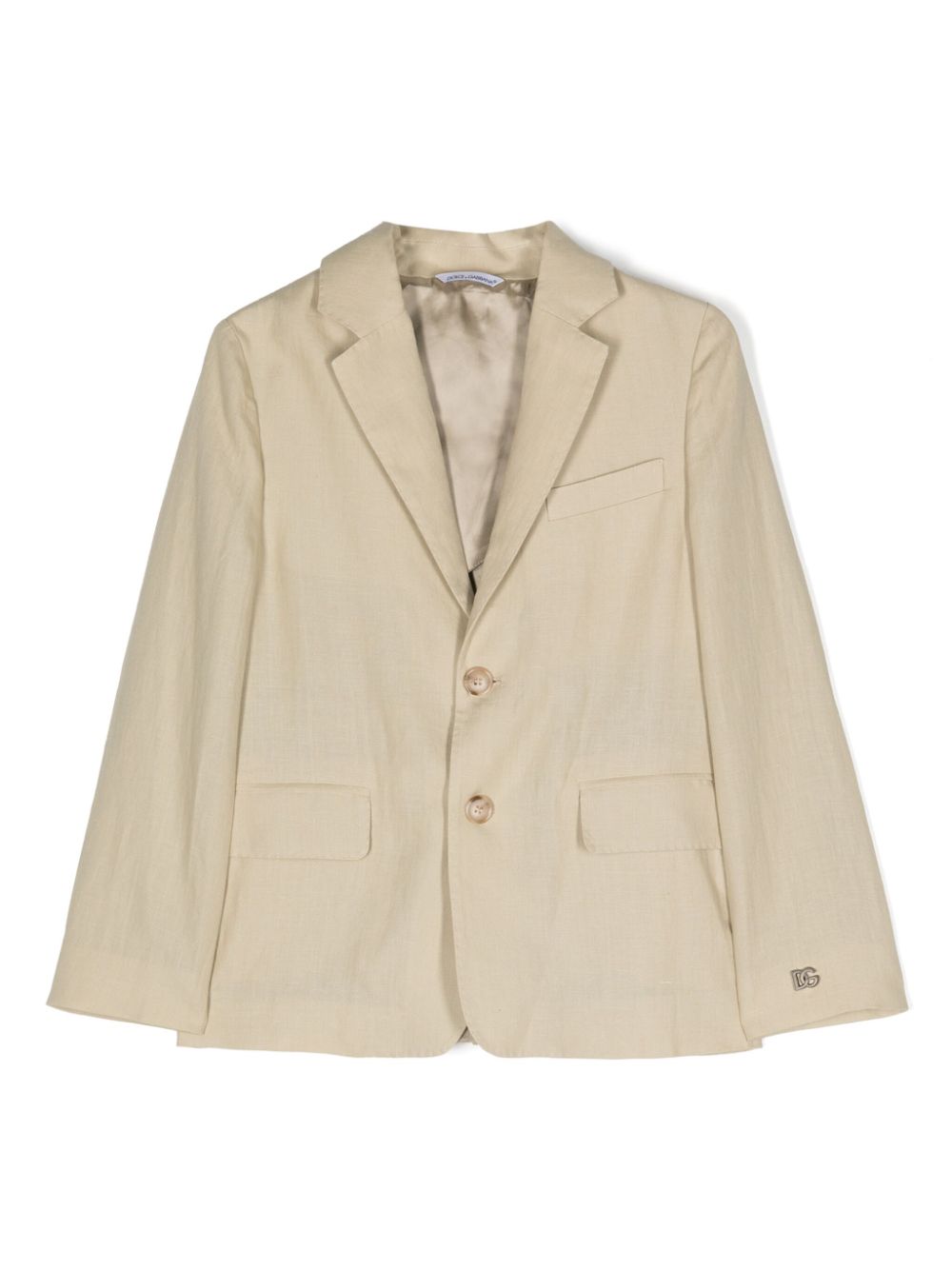 Dolce & Gabbana Kids linen single-breasted blazer - Neutrals von Dolce & Gabbana Kids