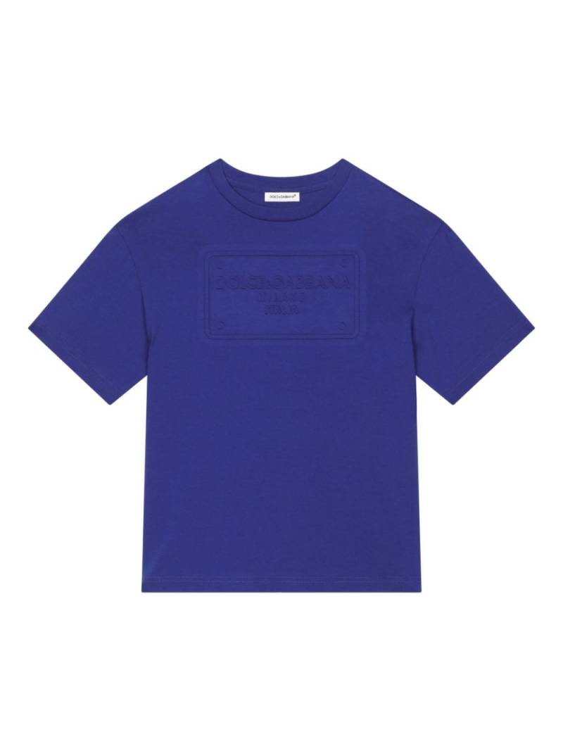 Dolce & Gabbana Kids logo-appliqué T-shirt - Blue von Dolce & Gabbana Kids