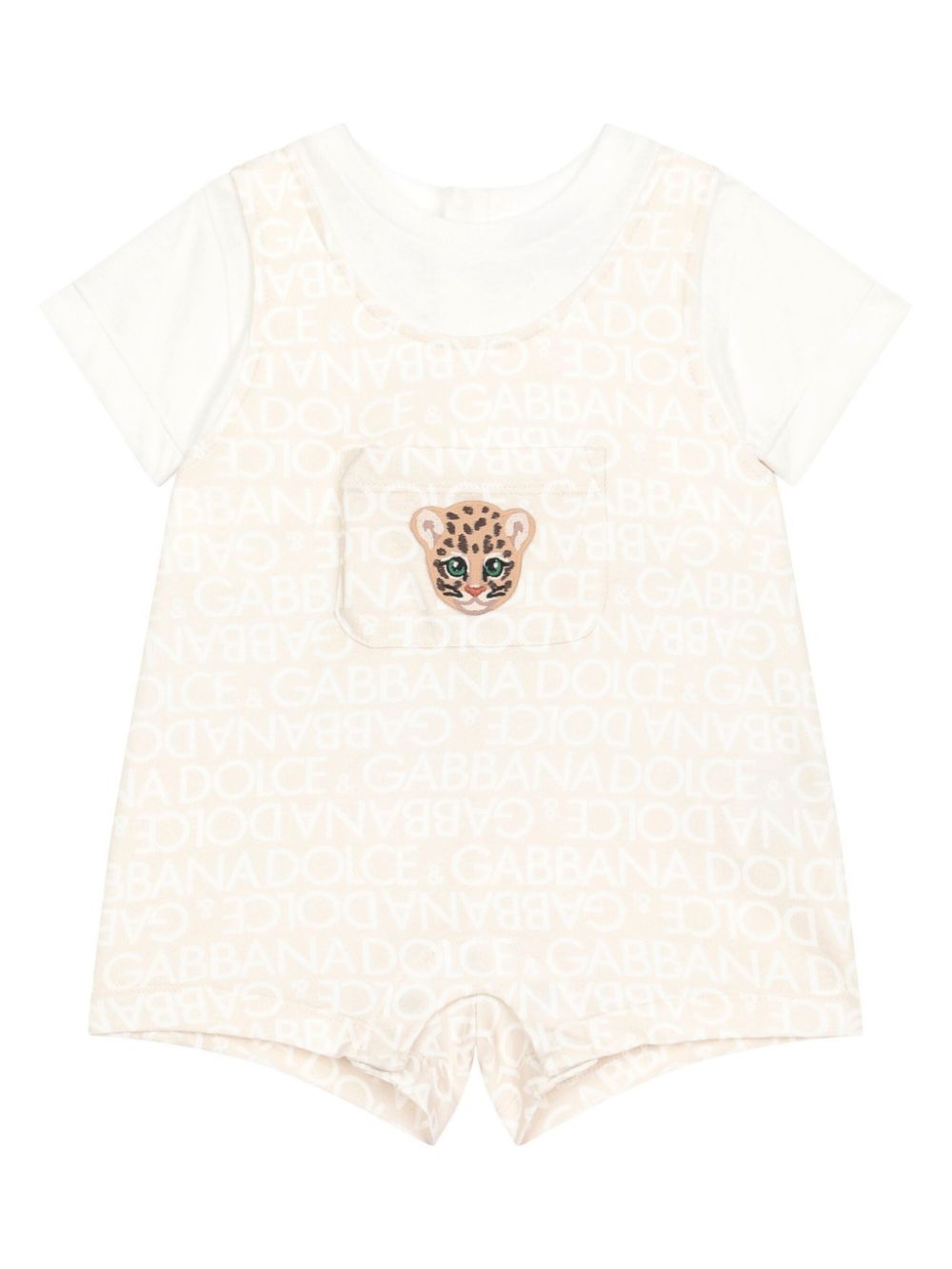 Dolce & Gabbana Kids logo-appliqué cotton romper - Neutrals von Dolce & Gabbana Kids