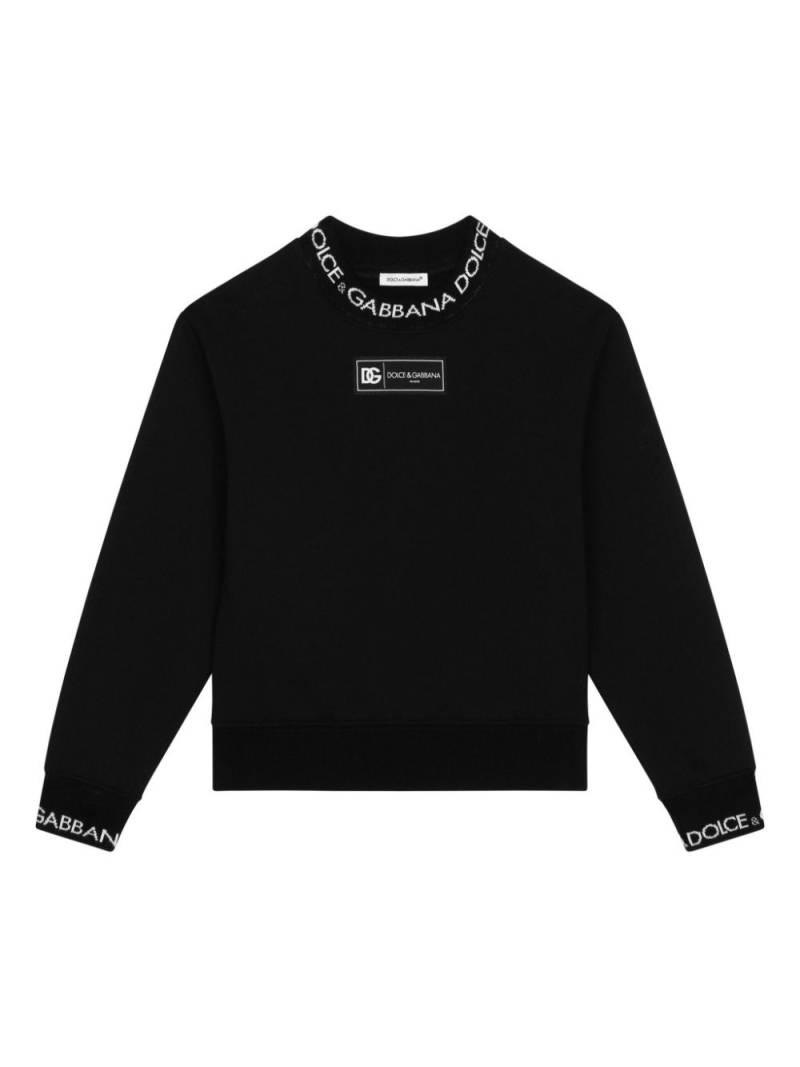 Dolce & Gabbana Kids logo-appliqué cotton sweatshirt - Black von Dolce & Gabbana Kids