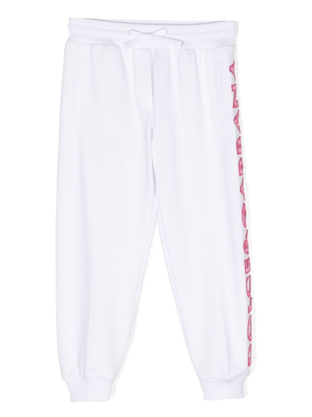 Dolce & Gabbana Kids logo-appliqué cotton track pants - White von Dolce & Gabbana Kids