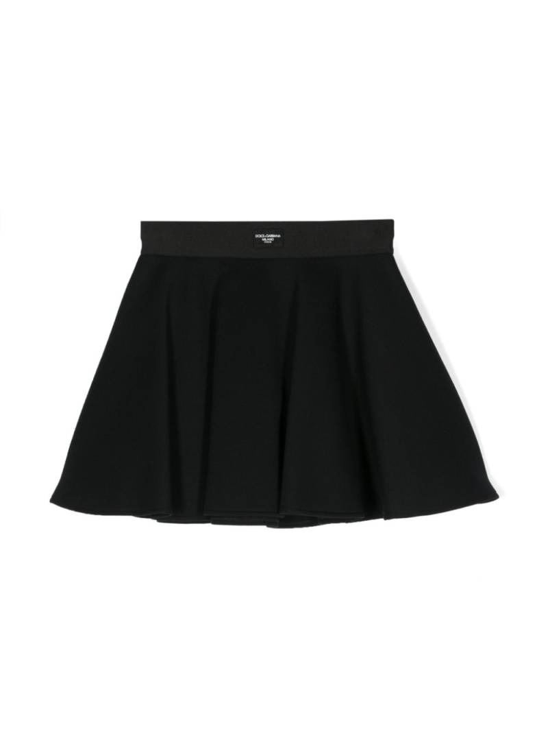 Dolce & Gabbana Kids logo-appliqué flared mini skirt - Black von Dolce & Gabbana Kids