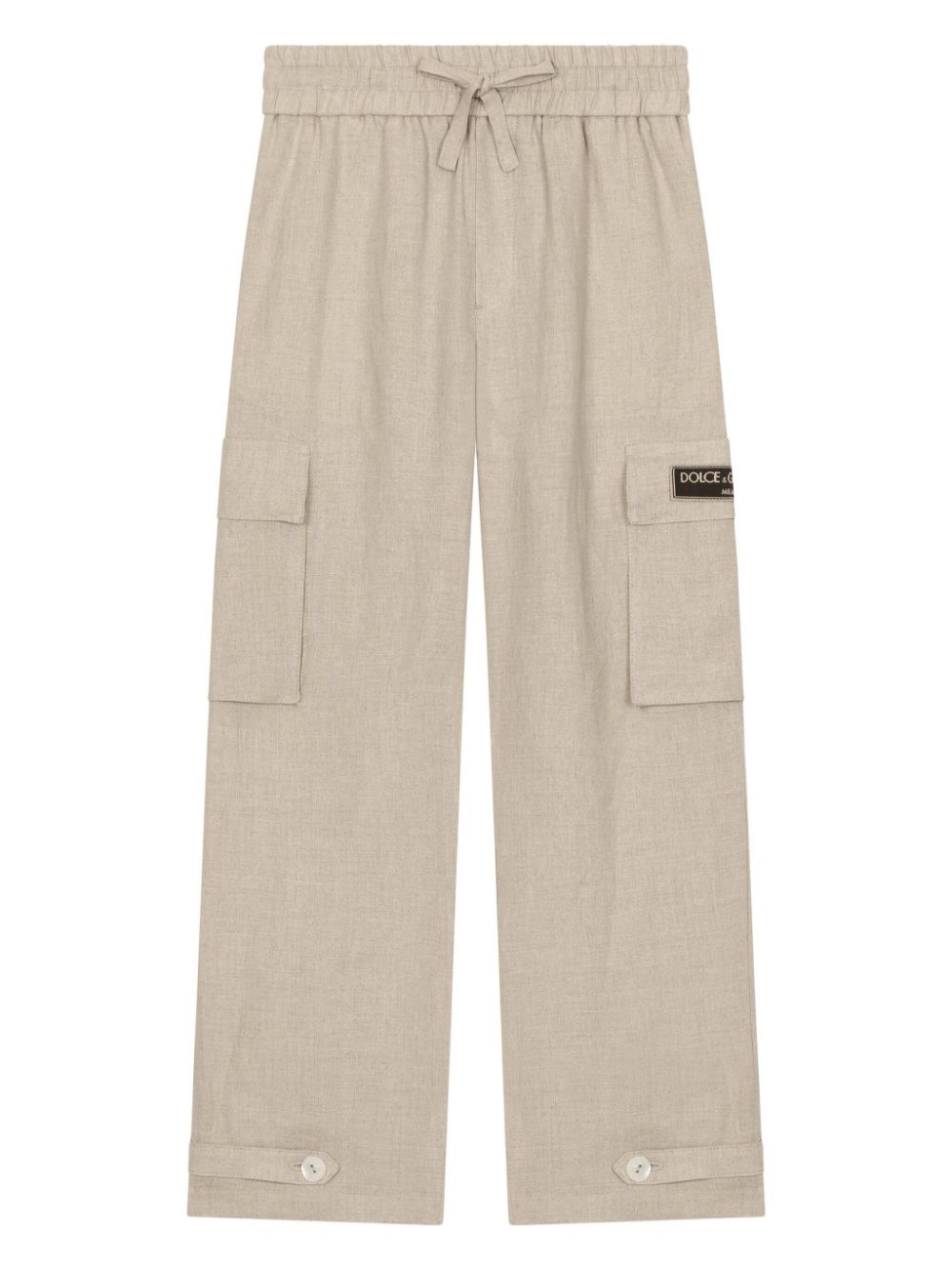 Dolce & Gabbana Kids logo-appliqué linen cargo trousers - Neutrals von Dolce & Gabbana Kids