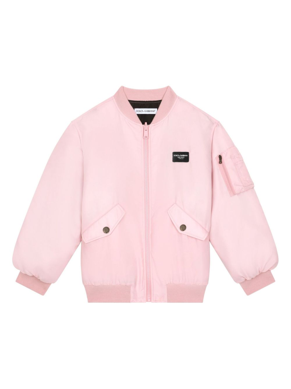 Dolce & Gabbana Kids logo-appliqué padded bomber jacket - Pink von Dolce & Gabbana Kids