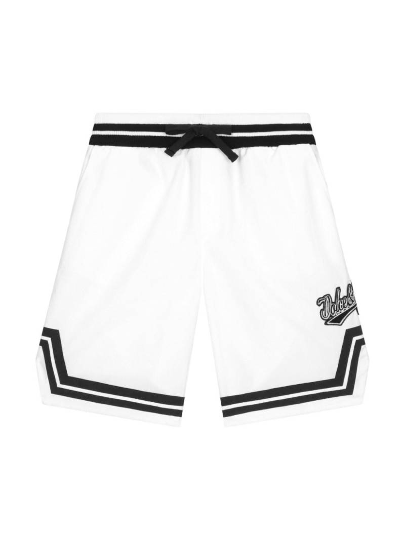 Dolce & Gabbana Kids logo-appliqué poplin shorts - White von Dolce & Gabbana Kids