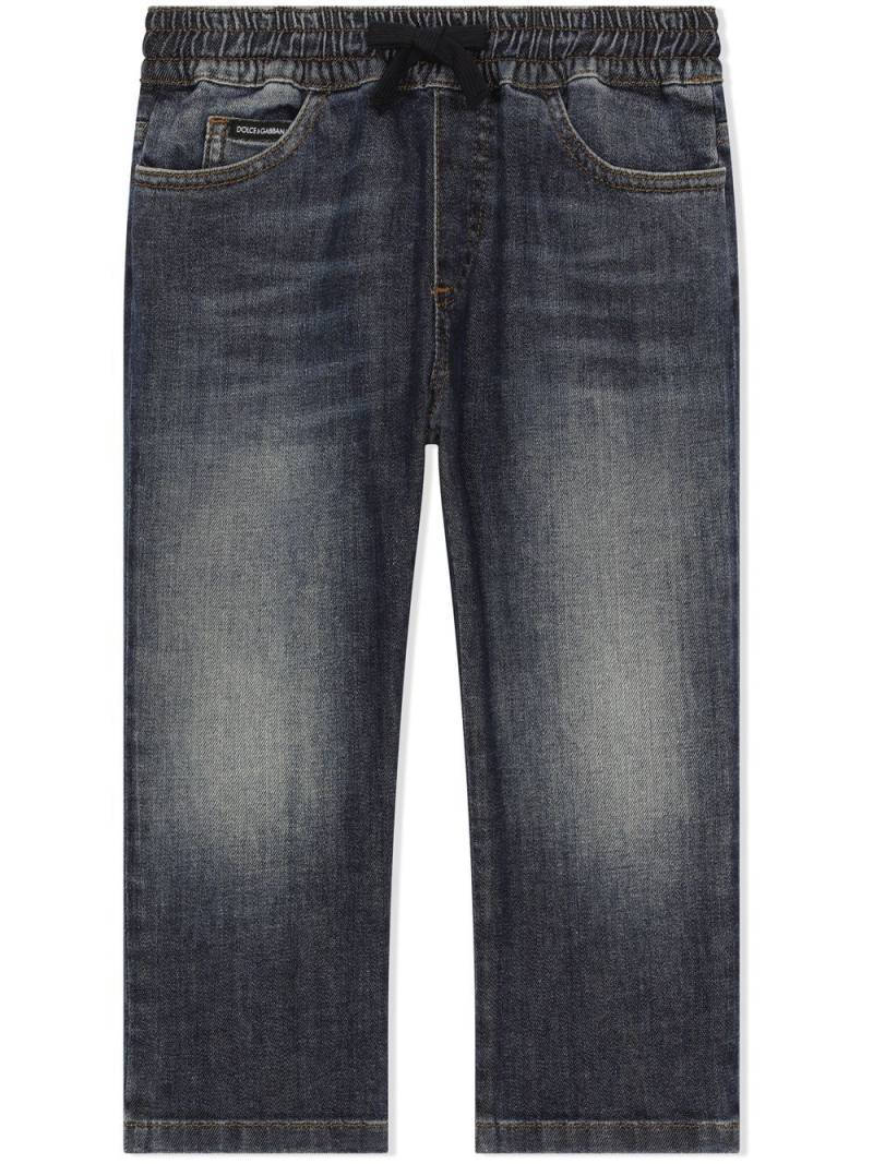 Dolce & Gabbana Kids logo-appliqué straight-leg jeans - Blue von Dolce & Gabbana Kids