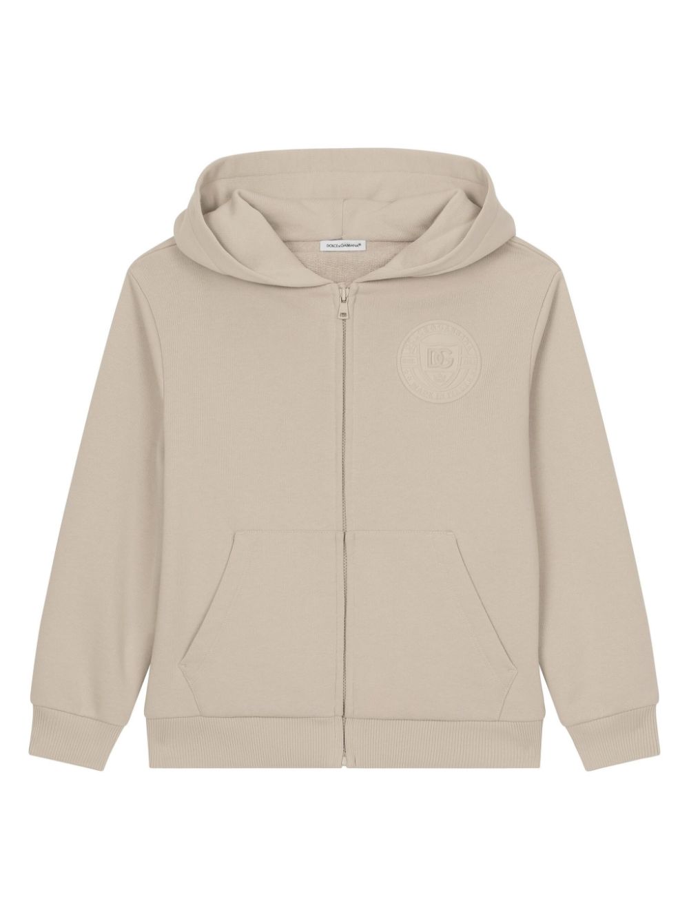 Dolce & Gabbana Kids logo-appliqué zipped cotton hoodie - Neutrals von Dolce & Gabbana Kids