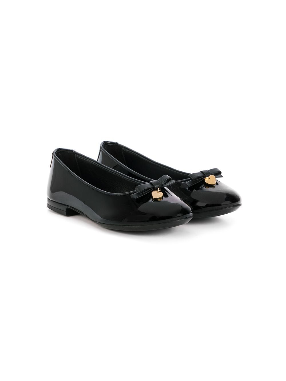 Dolce & Gabbana Kids logo-charm ballerina shoes - Black von Dolce & Gabbana Kids