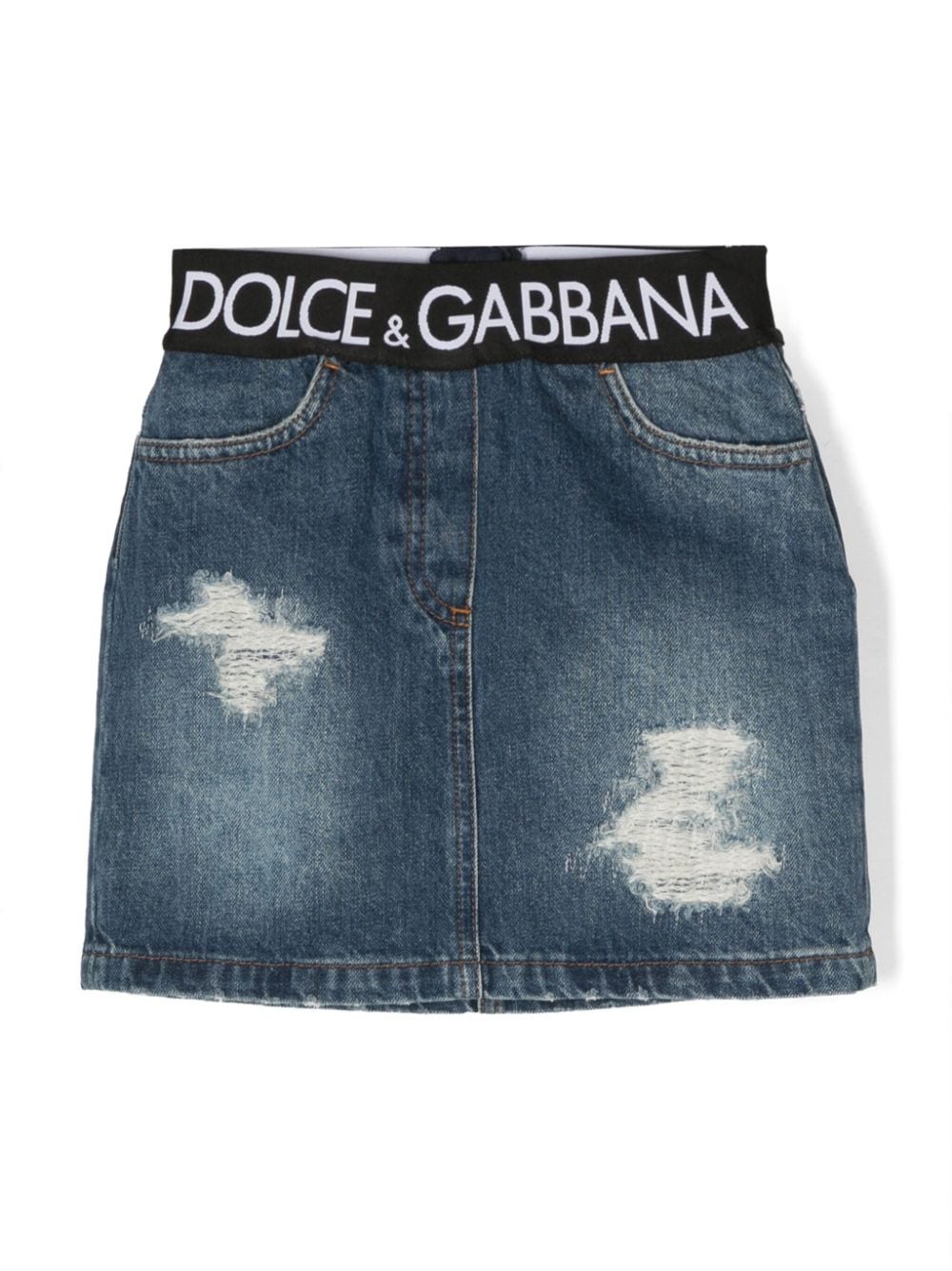 Dolce & Gabbana Kids logo denim mini skirt - Blue von Dolce & Gabbana Kids