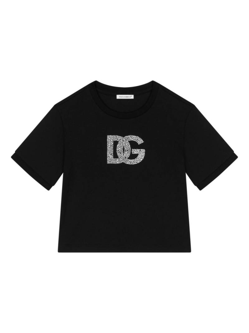 Dolce & Gabbana Kids logo-embellished cotton T-shirt - Black von Dolce & Gabbana Kids