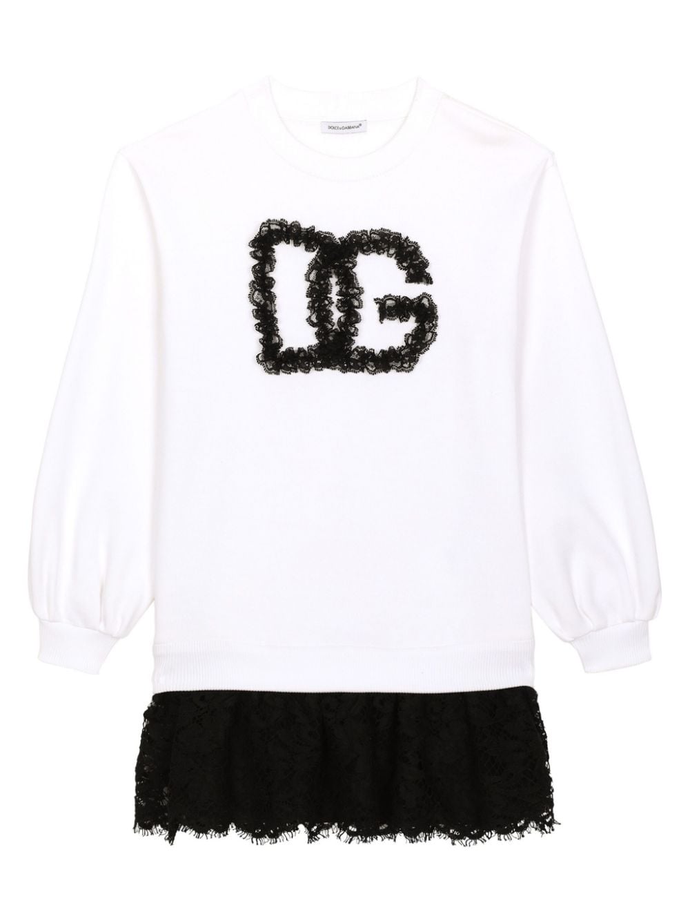 Dolce & Gabbana Kids logo-embellished lace-panel minidress - White von Dolce & Gabbana Kids