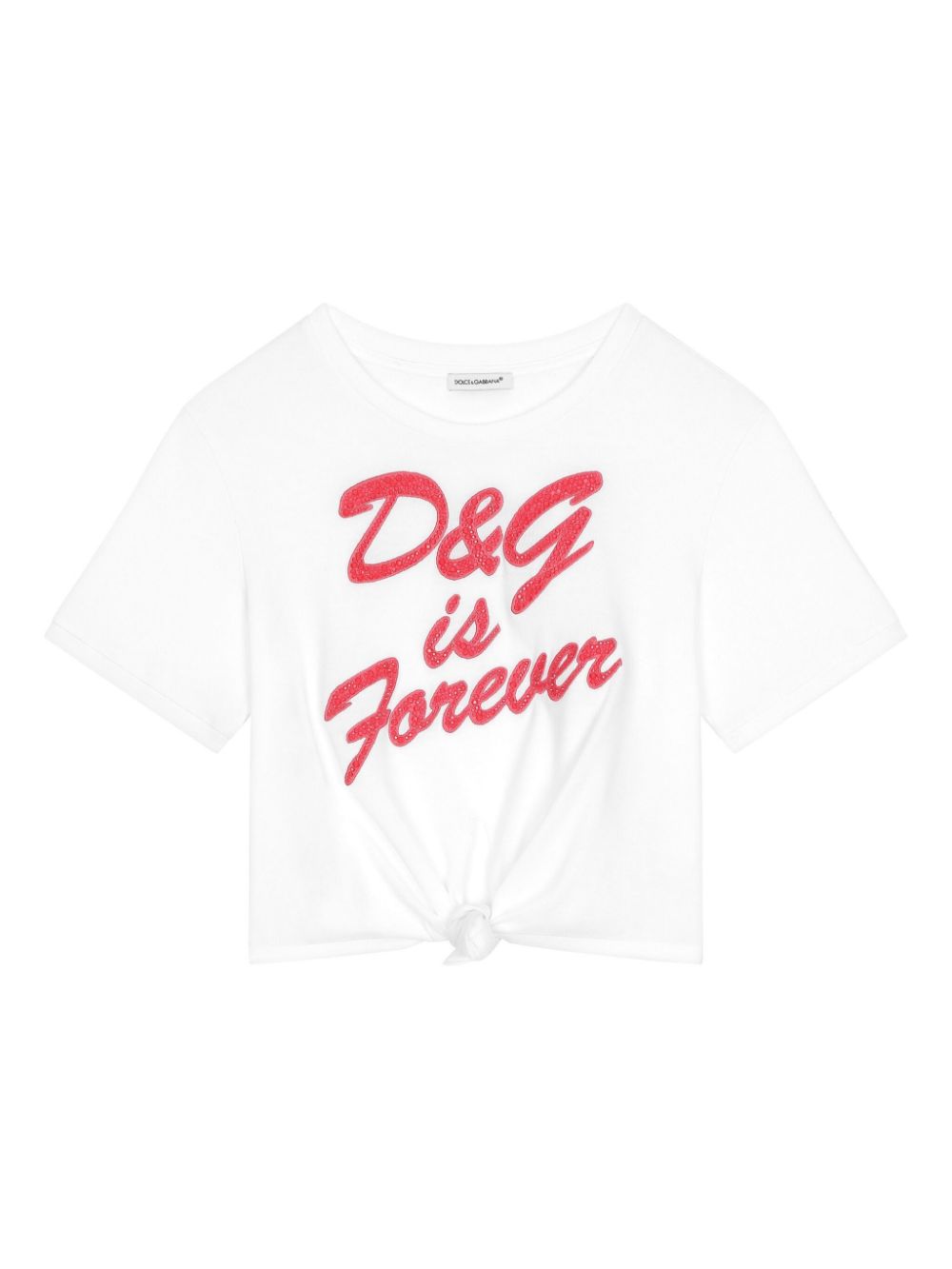 Dolce & Gabbana Kids logo-embellished tie-fastening T-shirt - White von Dolce & Gabbana Kids