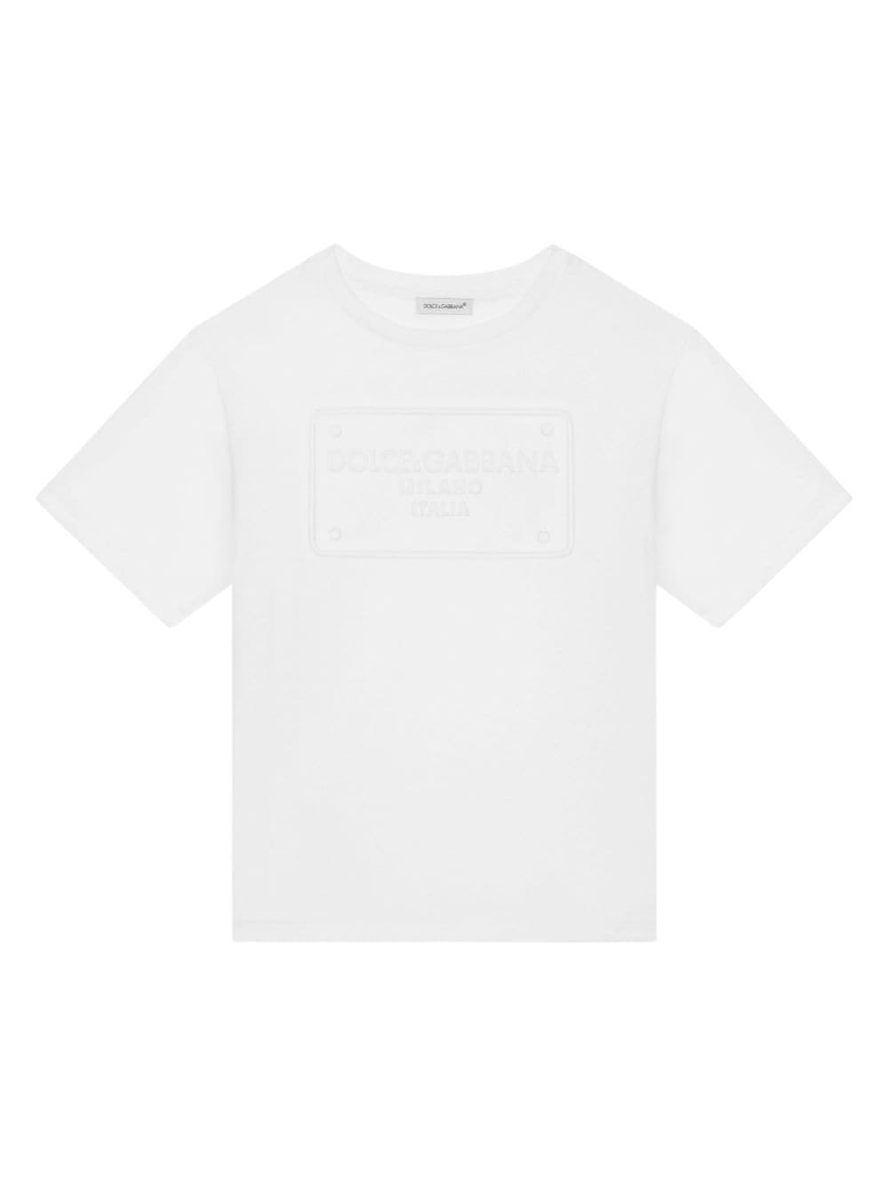 Dolce & Gabbana Kids logo-embossed crew-neck T-shirt - White von Dolce & Gabbana Kids